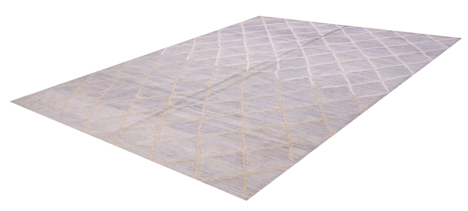 Beige Tapijt Laagpolig Handgeweven Wollen Vloerkleed - Omid Afghan Modern Kelim 225x158