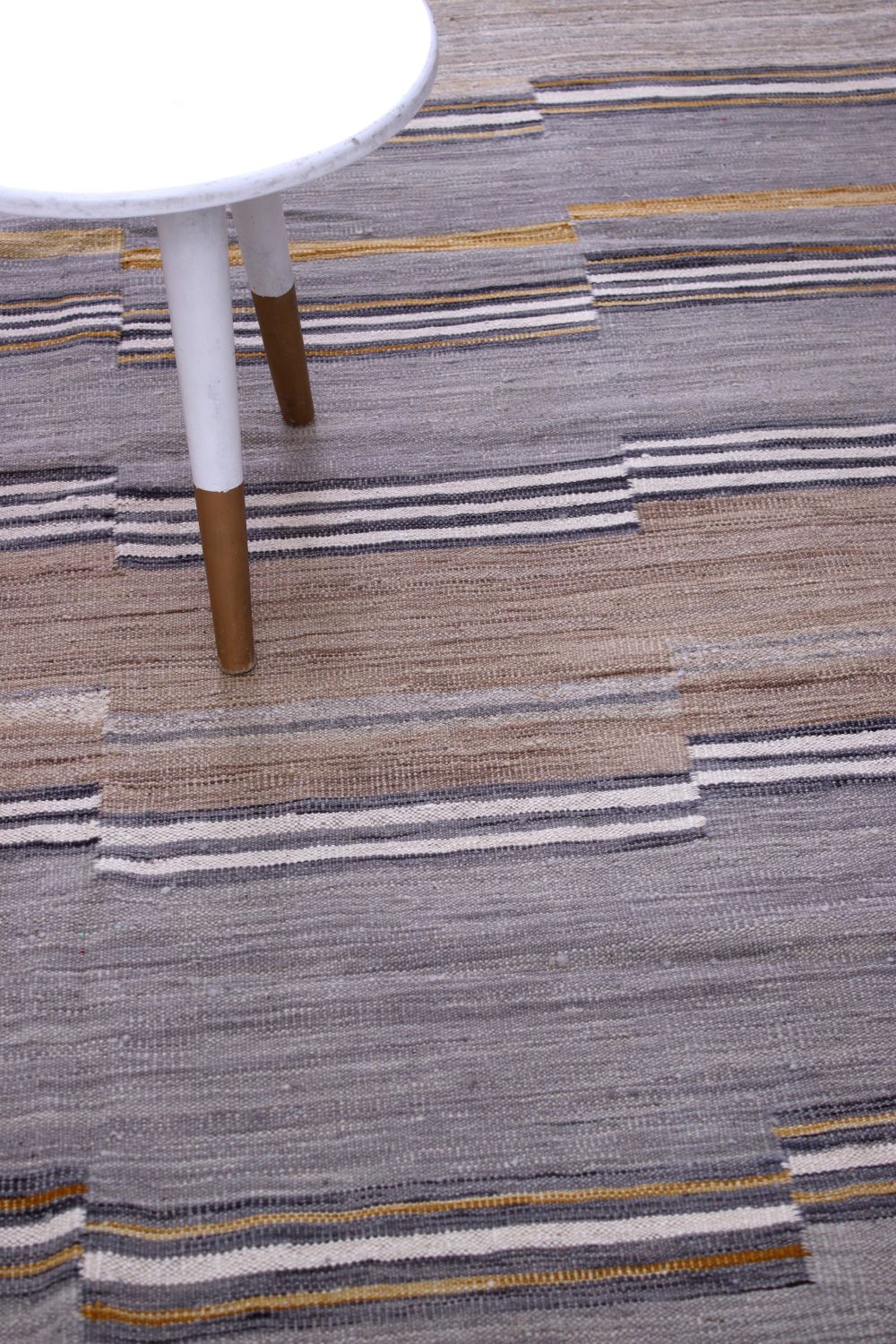 Grijs Tapijt Laagpolig Handgeweven Wollen Vloerkleed - Omid Afghan Modern Kelim 223x163