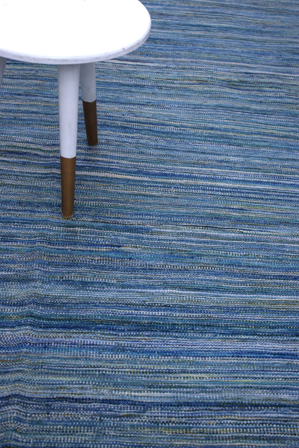 Blauw Tapijt Laagpolig Handgeweven Wollen Vloerkleed - Omid Afghan Modern Kelim 296x215