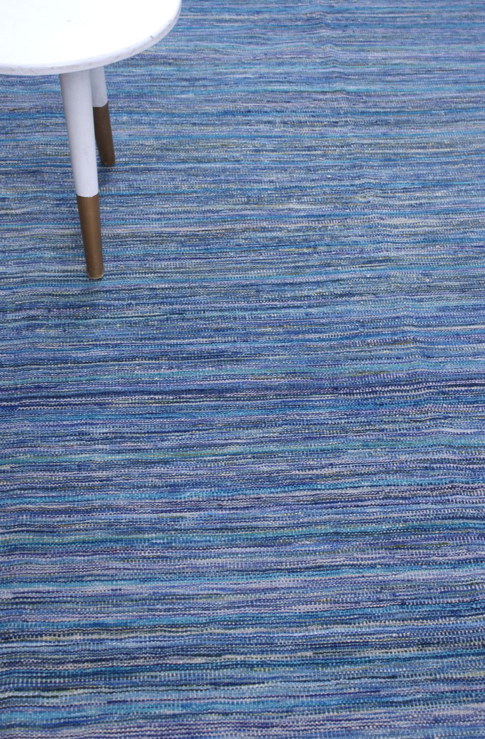 Blauw Tapijt Laagpolig Handgeweven Wollen Vloerkleed - Omid Afghan Modern Kelim 293x211