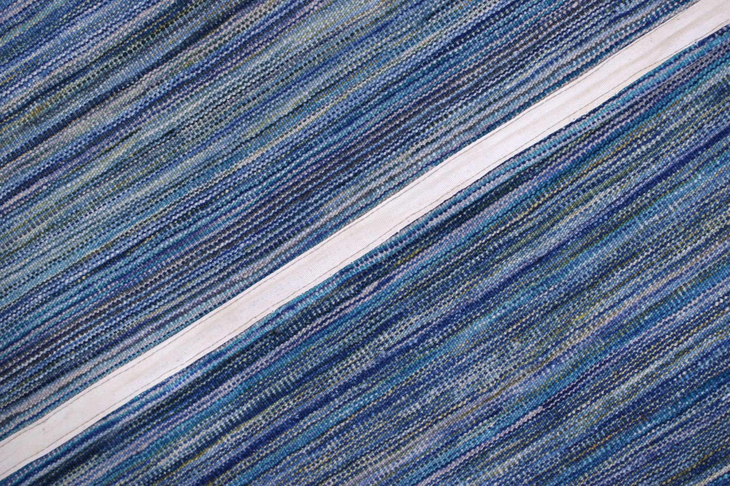 Blauw Tapijt Laagpolig Handgeweven Wollen Vloerkleed - Omid Afghan Modern Kelim 293x211