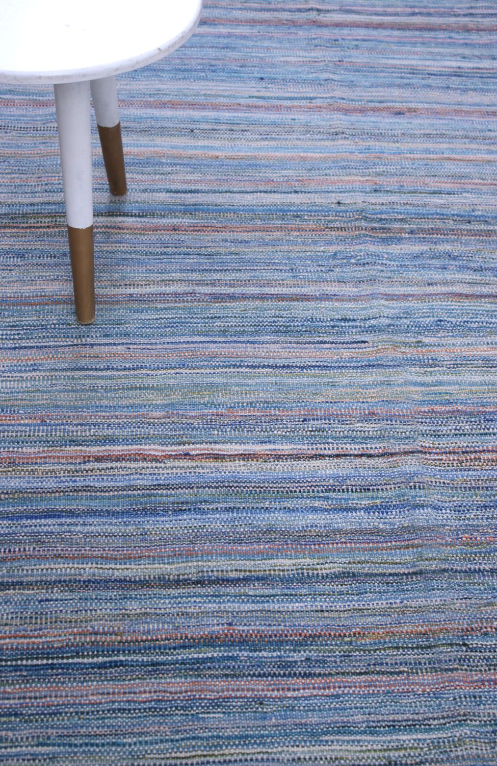 Blauw Tapijt Laagpolig Handgeweven Wollen Vloerkleed - Omid Afghan Modern Kelim 292x209