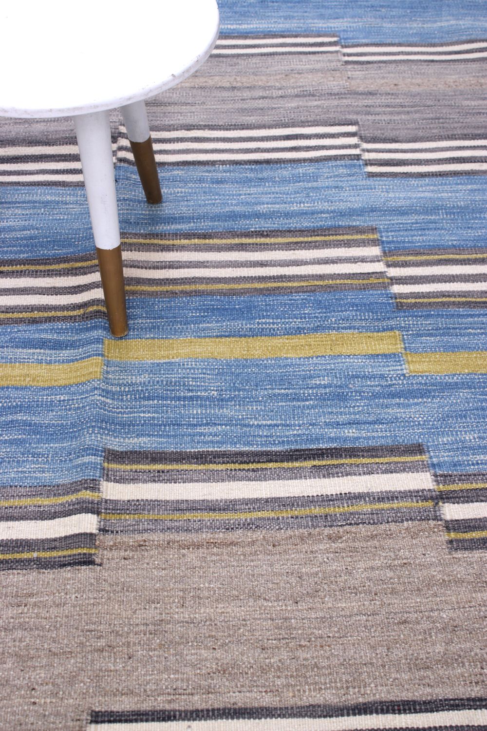 Blauw Tapijt Laagpolig Handgeweven Wollen Vloerkleed - Omid Afghan Modern Kelim 228x168
