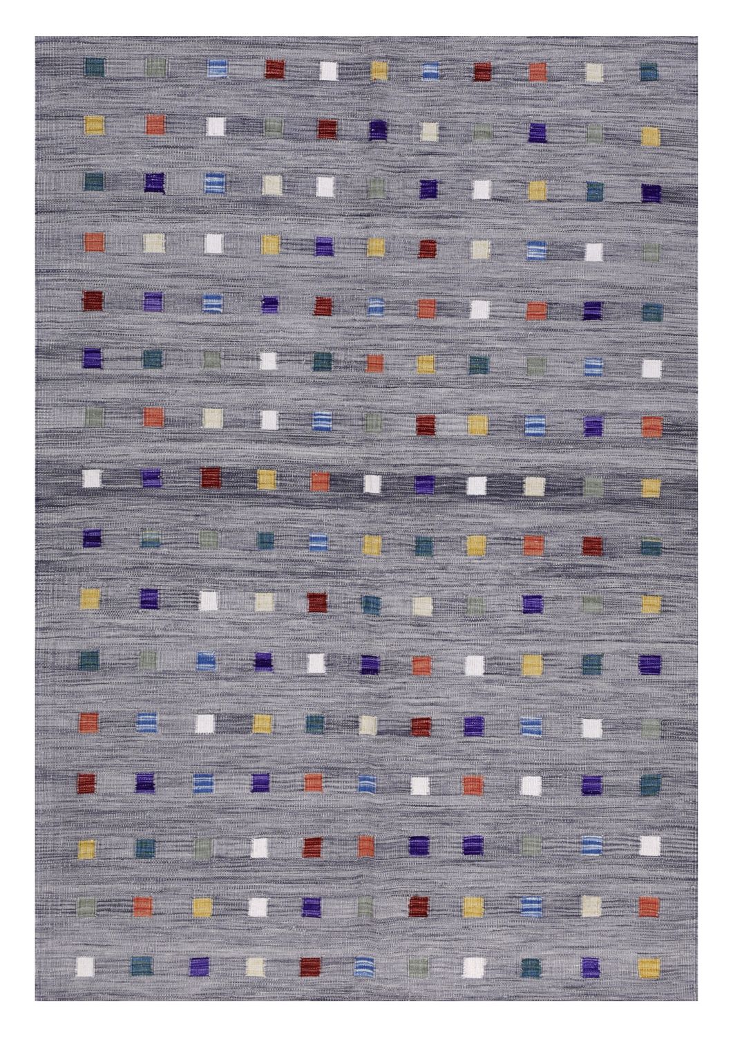 Grijs Tapijt Laagpolig Handgeweven Wollen Vloerkleed - Omid Afghan Modern Kelim 239x155