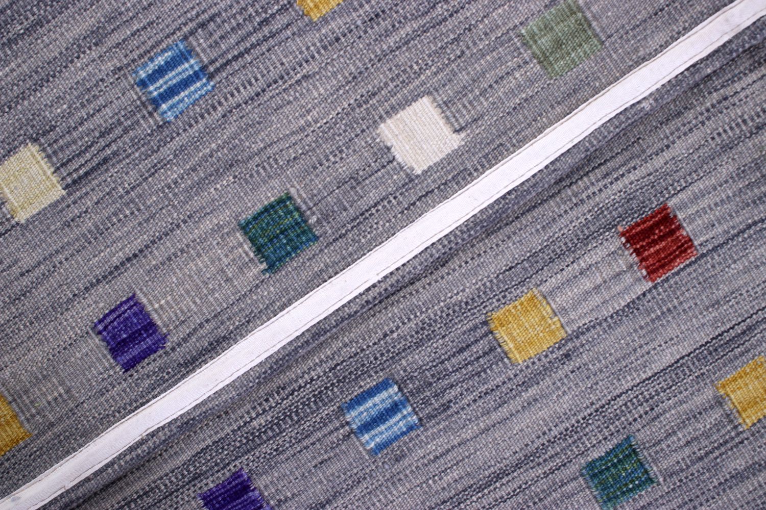 Grijs Tapijt Laagpolig Handgeweven Wollen Vloerkleed - Omid Afghan Modern Kelim 239x155