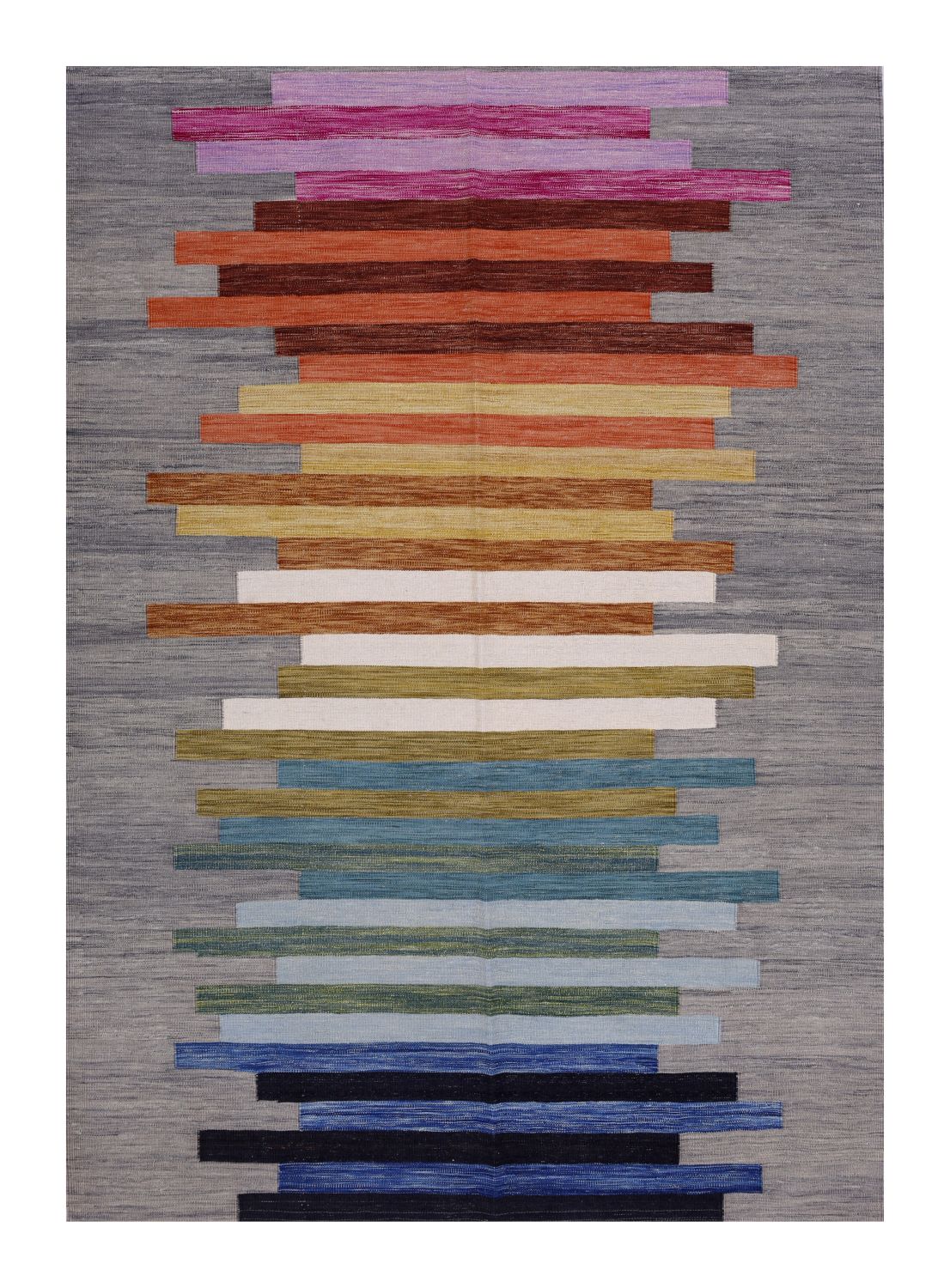 Kleurrijk Tapijt Laagpolig Handgeweven Wollen Vloerkleed - Omid Afghan Modern Kelim 295x205