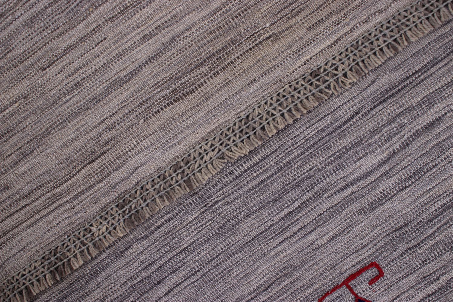 Grijs Tapijt Laagpolig Handgeweven Wollen Vloerkleed - Omid Afghan Modern Kelim 231x160