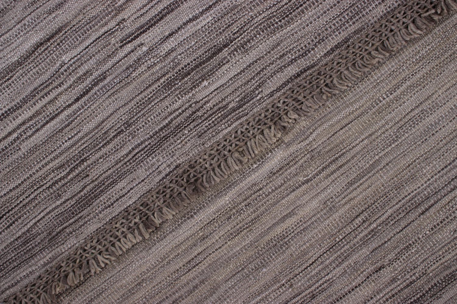 Grijs Tapijt Laagpolig Handgeweven Wollen Vloerkleed - Omid Afghan Modern Kelim 240x157
