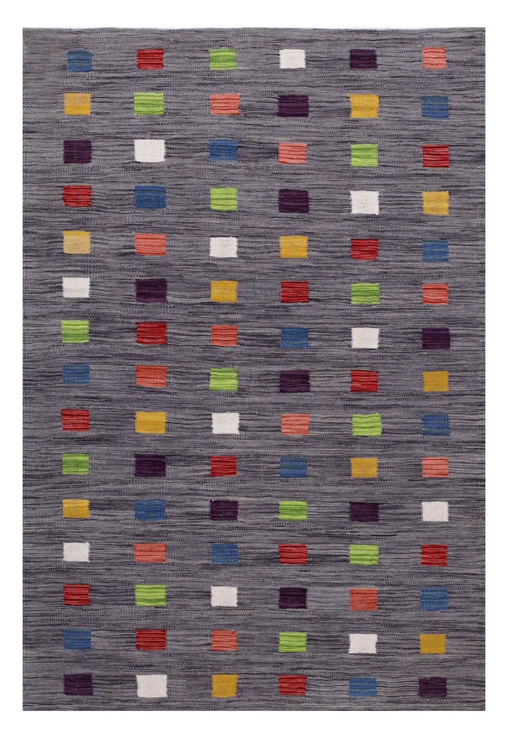 Grijs Tapijt Laagpolig Handgeweven Wollen Vloerkleed - Omid Afghan Modern Kelim 178x120