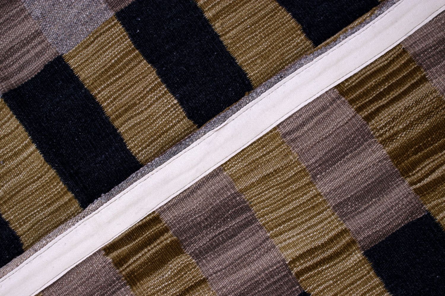 Goud Tapijt Laagpolig Handgeweven Wollen Vloerkleed - Omid Afghan Modern Kelim 146x103