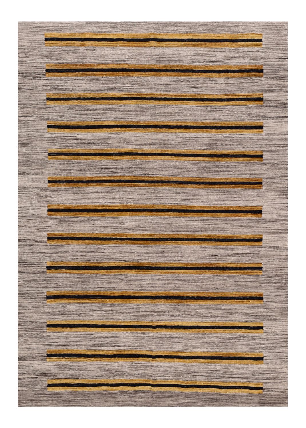 Grijs Tapijt Laagpolig Handgeweven Wollen Vloerkleed - Omid Afghan Modern Kelim 223x158