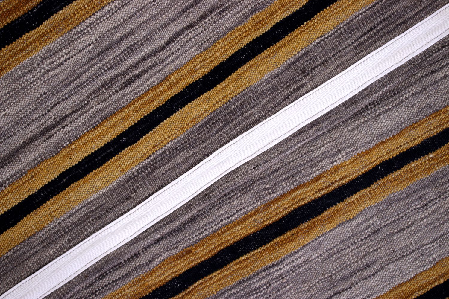 Grijs Tapijt Laagpolig Handgeweven Wollen Vloerkleed - Omid Afghan Modern Kelim 223x158