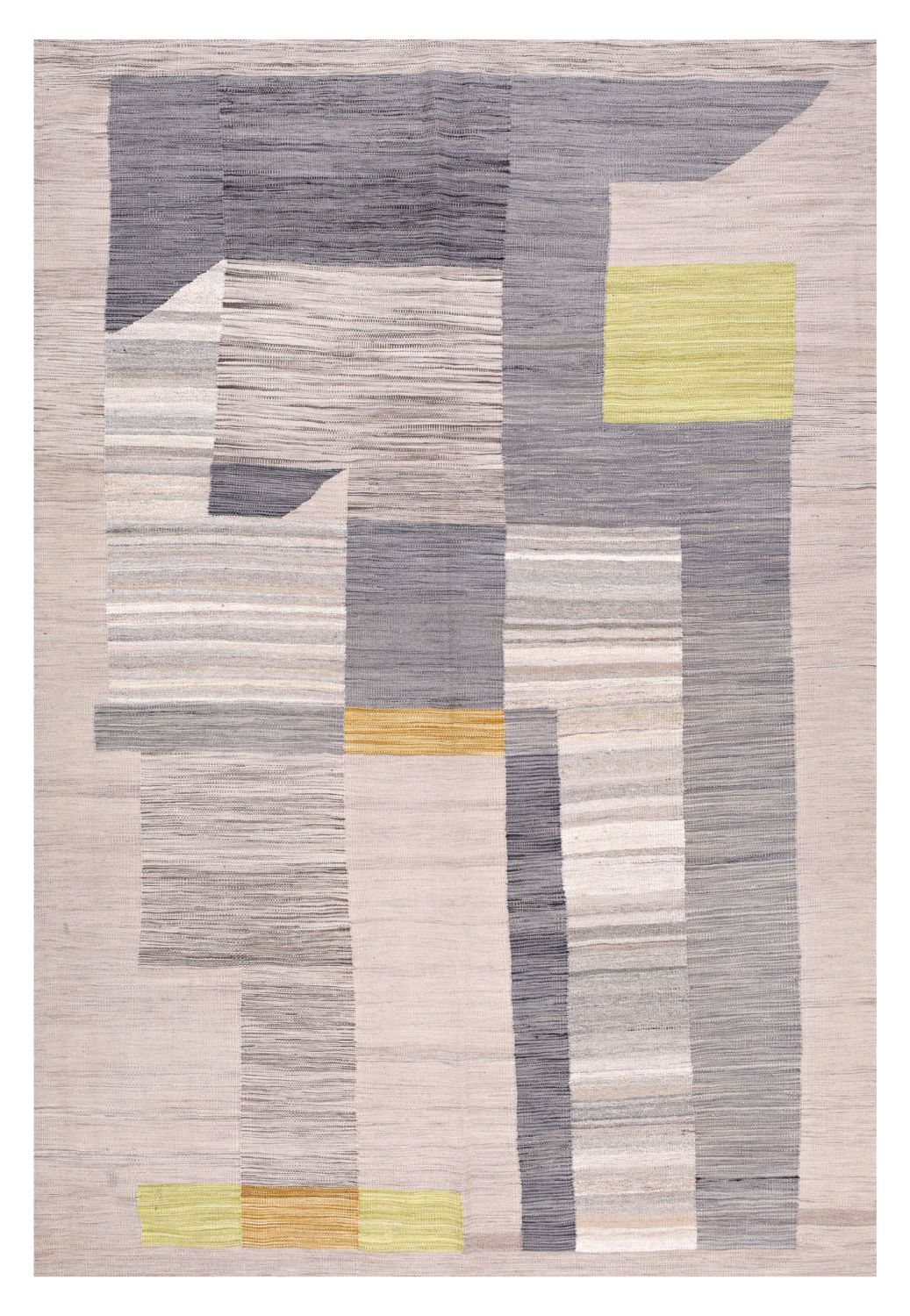 Beige Tapijt Laagpolig Handgeweven Wollen Vloerkleed - Omid Afghan Modern Kelim 287x197