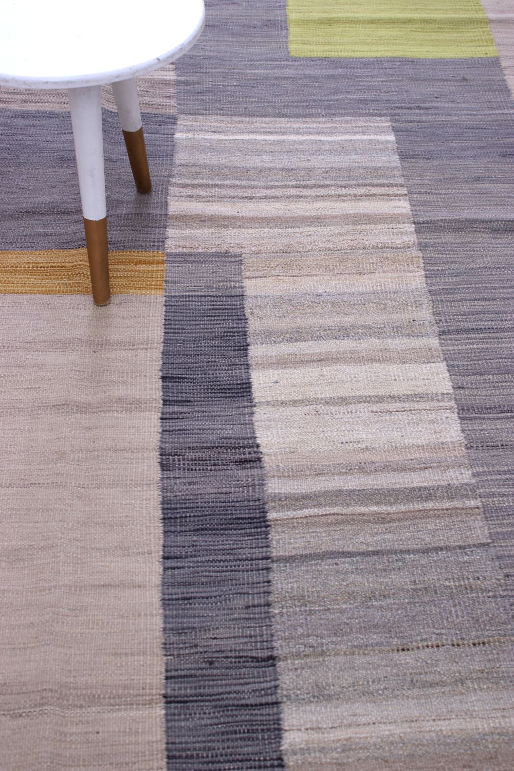 Beige Tapijt Laagpolig Handgeweven Wollen Vloerkleed - Omid Afghan Modern Kelim 287x197