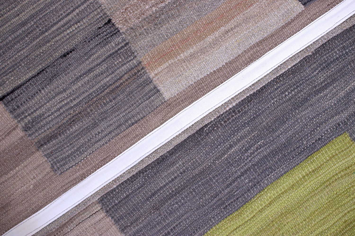 Beige Tapijt Laagpolig Handgeweven Wollen Vloerkleed - Omid Afghan Modern Kelim 287x197