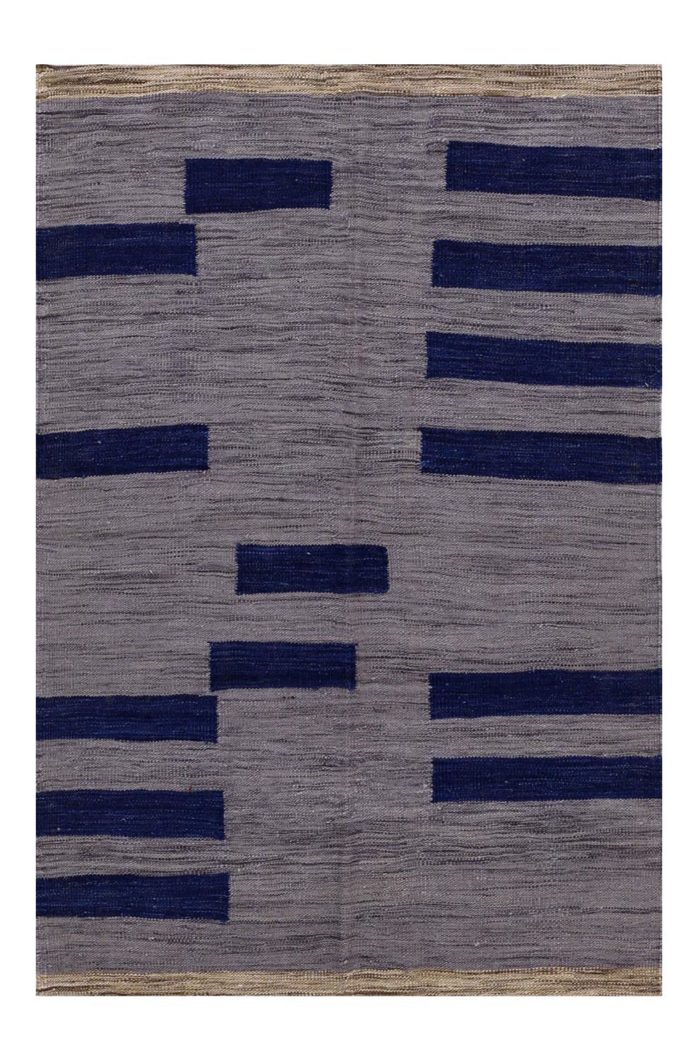 Grijs Tapijt Laagpolig Handgeweven Wollen Vloerkleed - Omid Afghan Modern Kelim 168x114