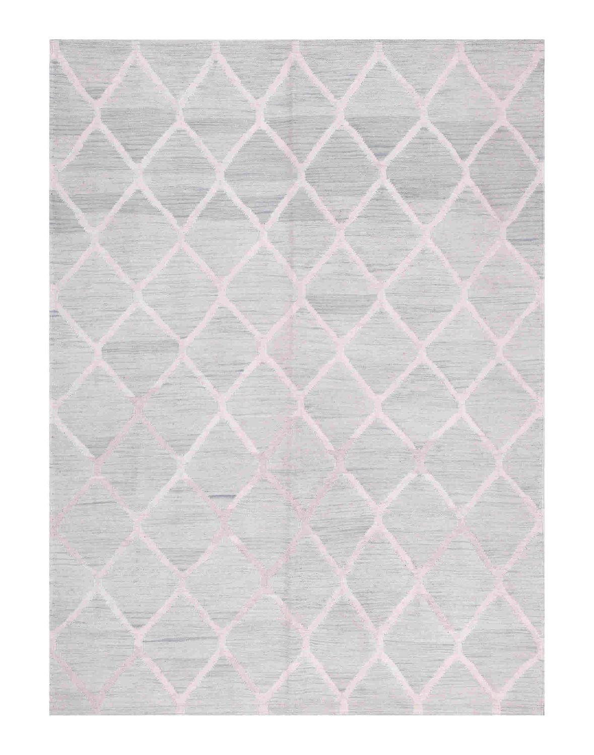 Grijs Tapijt Laagpolig Handgeweven Wollen Vloerkleed - Omid Afghan Modern Kelim 222x157