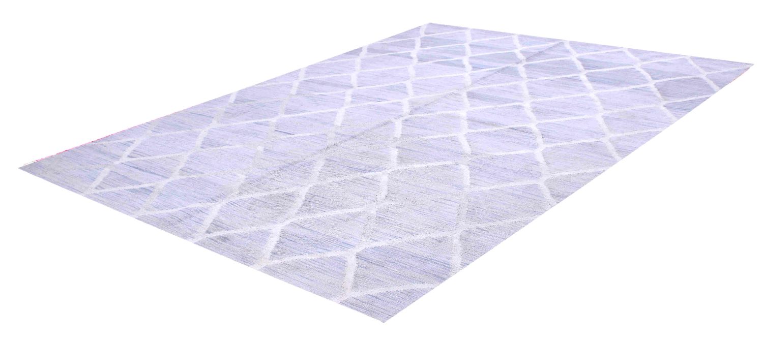 Grijs Tapijt Laagpolig Handgeweven Wollen Vloerkleed - Omid Afghan Modern Kelim 222x157