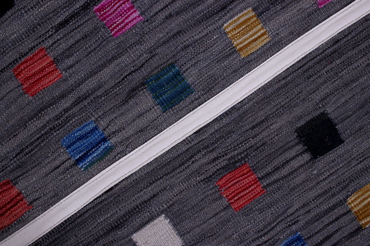 Grijs Tapijt Laagpolig Handgeweven Wollen Vloerkleed - Omid Afghan Modern Kelim 287x197