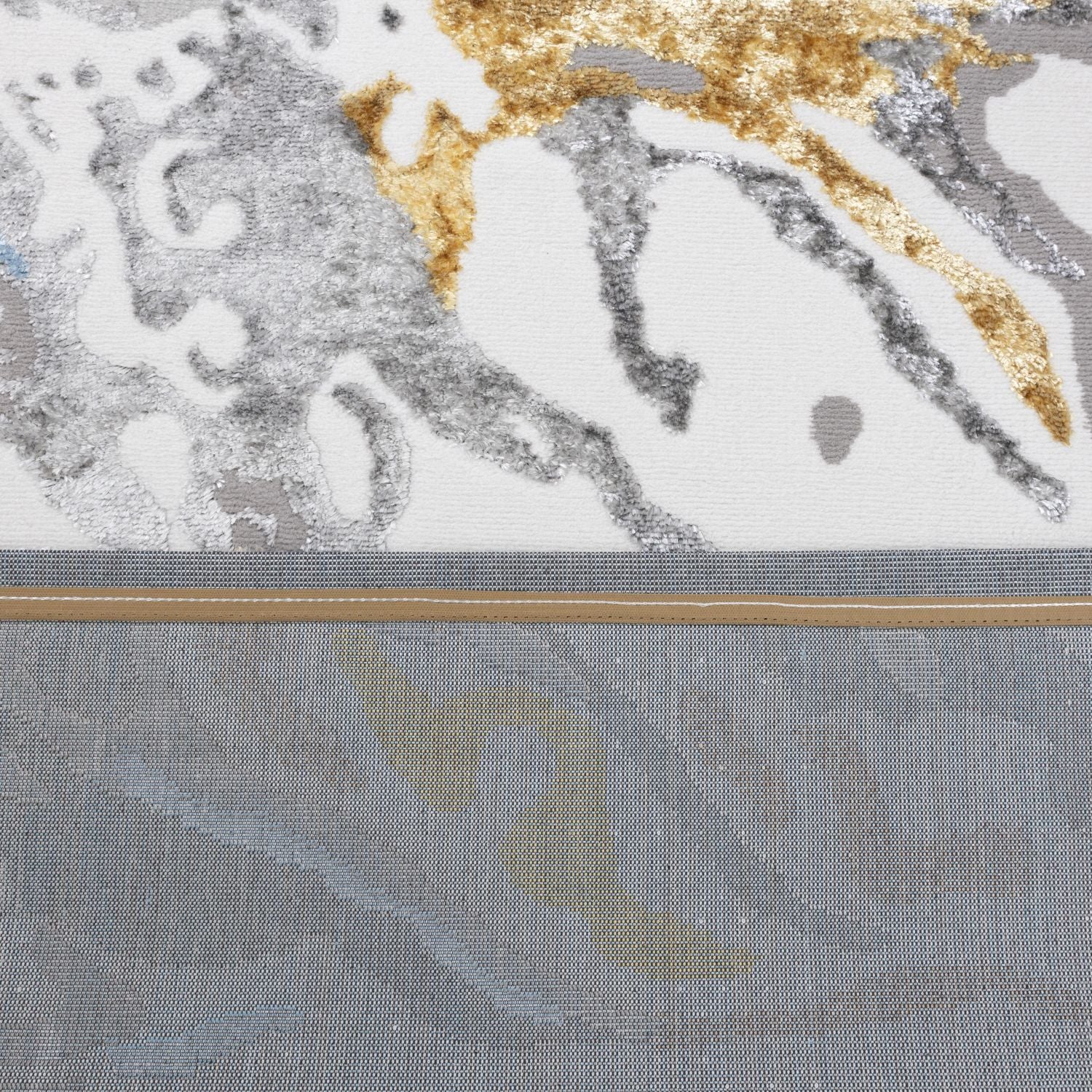 Wit en Goud Tapijt Laagpolig Vloerkleed Omid Marbella
