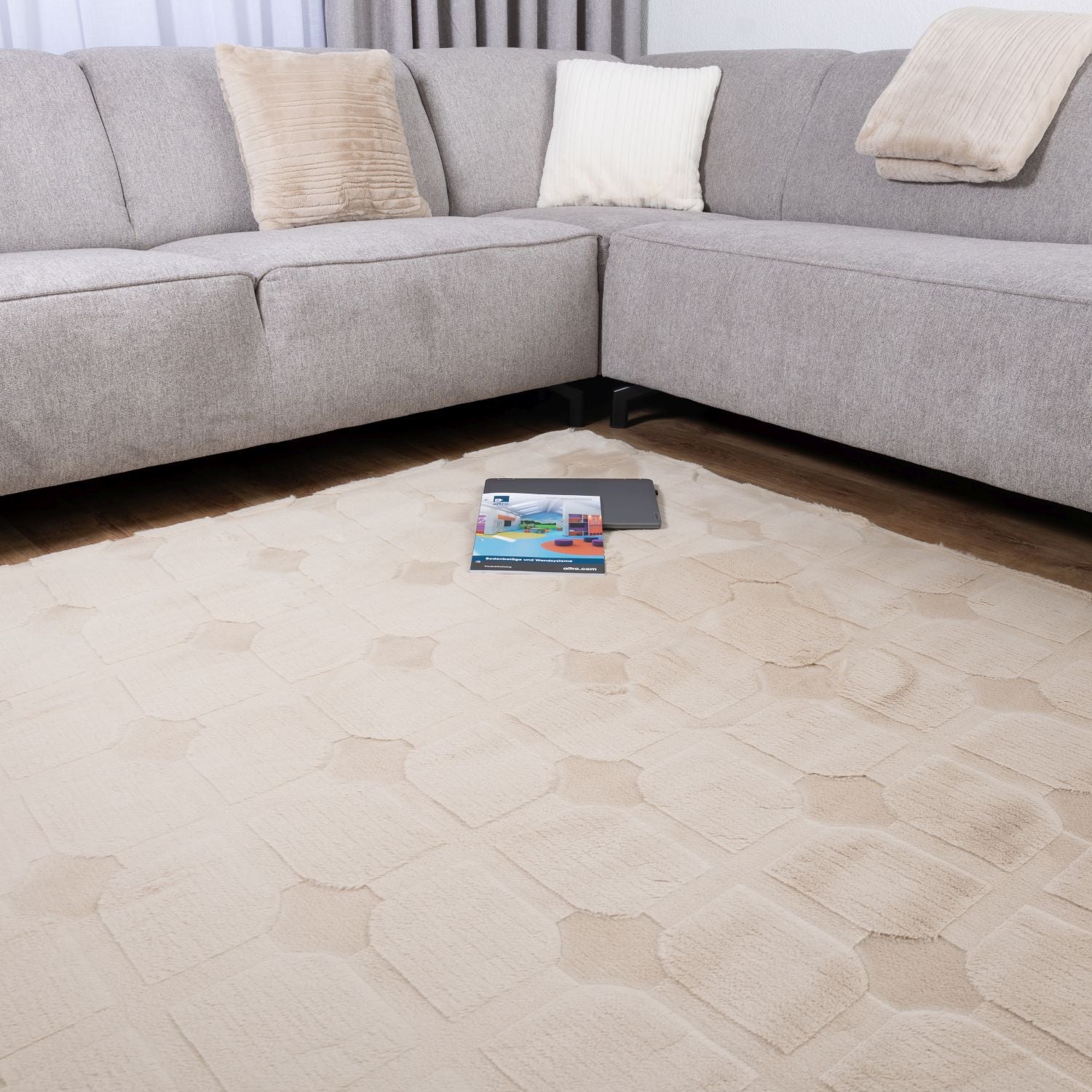 Beige Tapijt Laagpolig Vloerkleed Omid Soft Japandi