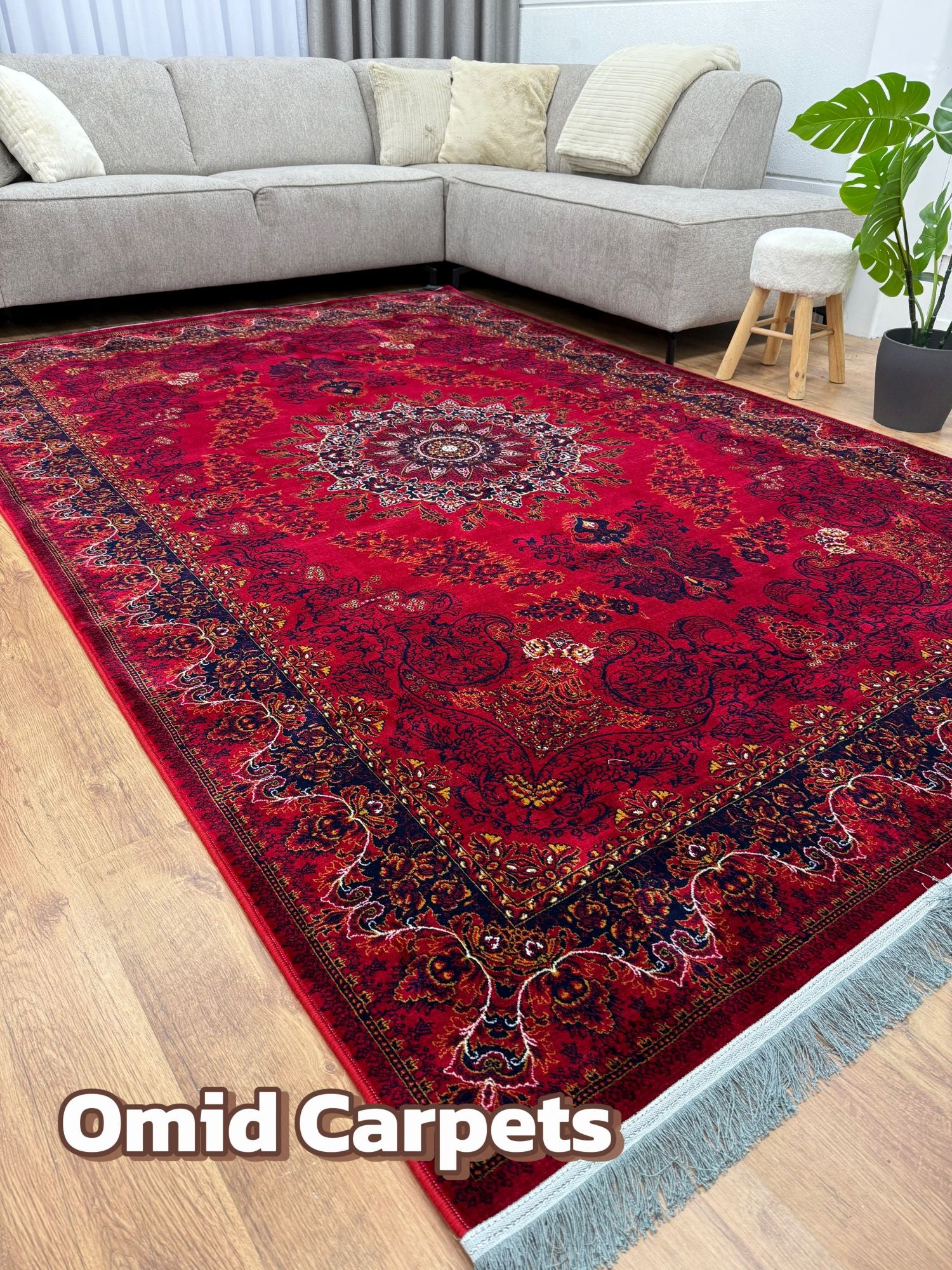 قالین ترکی * Rood Tapijt Laagpolig Klassiek Vloerkleed - Omid Premium Classic