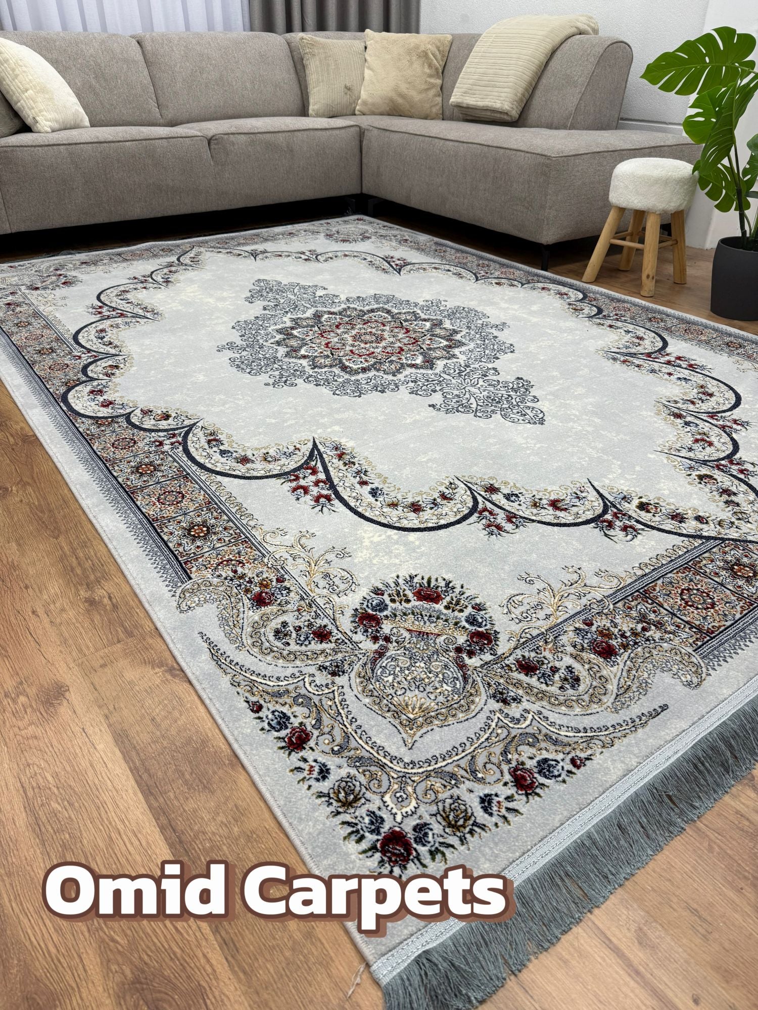 قالین ترکی * Grijs Tapijt Laagpolig Klassiek Vloerkleed - Omid Premium Classic