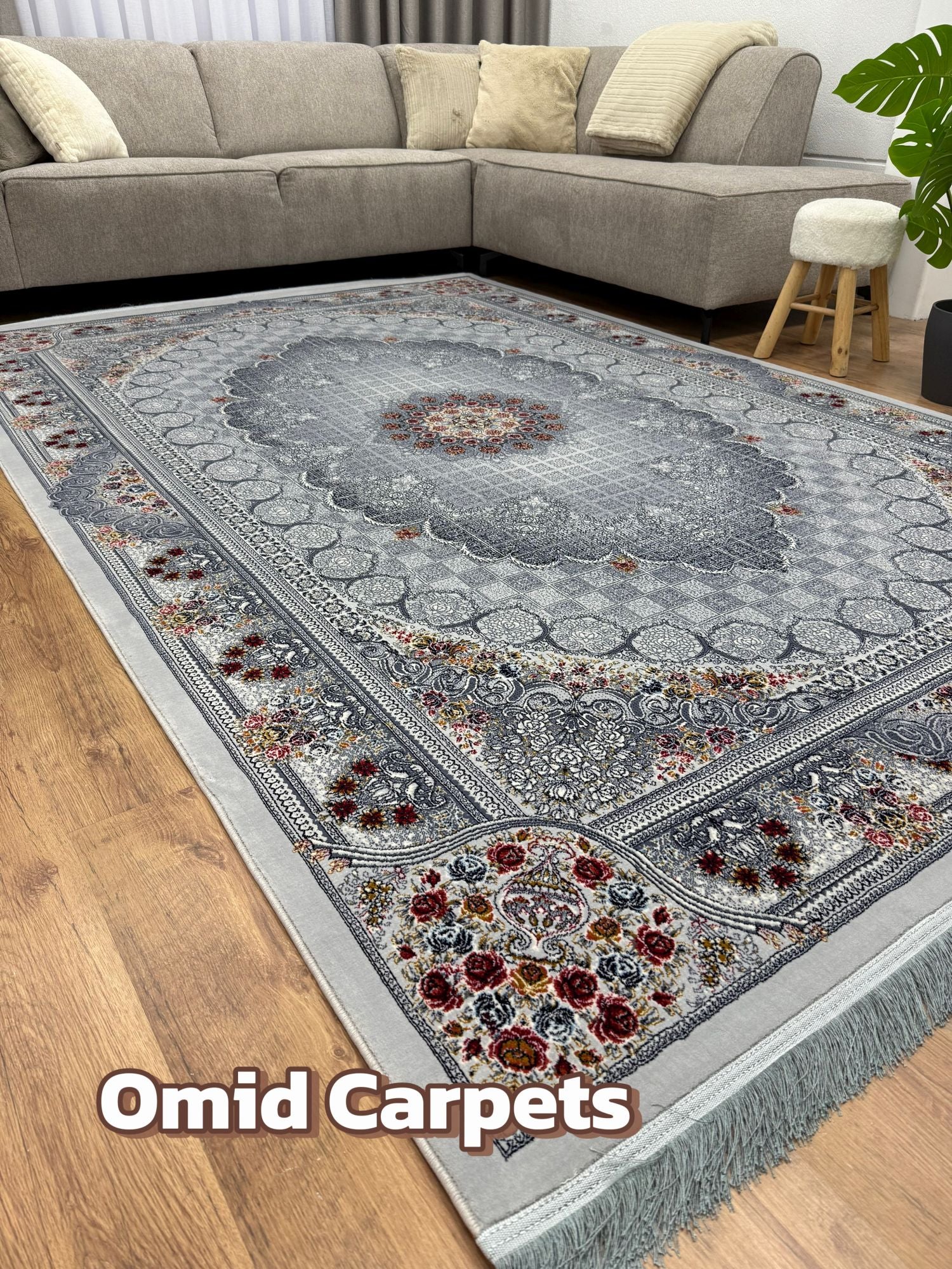 قالین ترکی * Grijs Tapijt Laagpolig Klassiek Vloerkleed - Omid Premium Classic