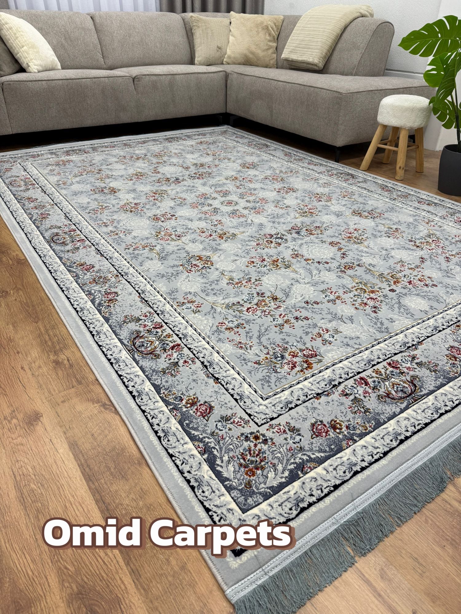 قالین ترکی * Grijs Tapijt Laagpolig Klassiek Vloerkleed - Omid Premium Classic