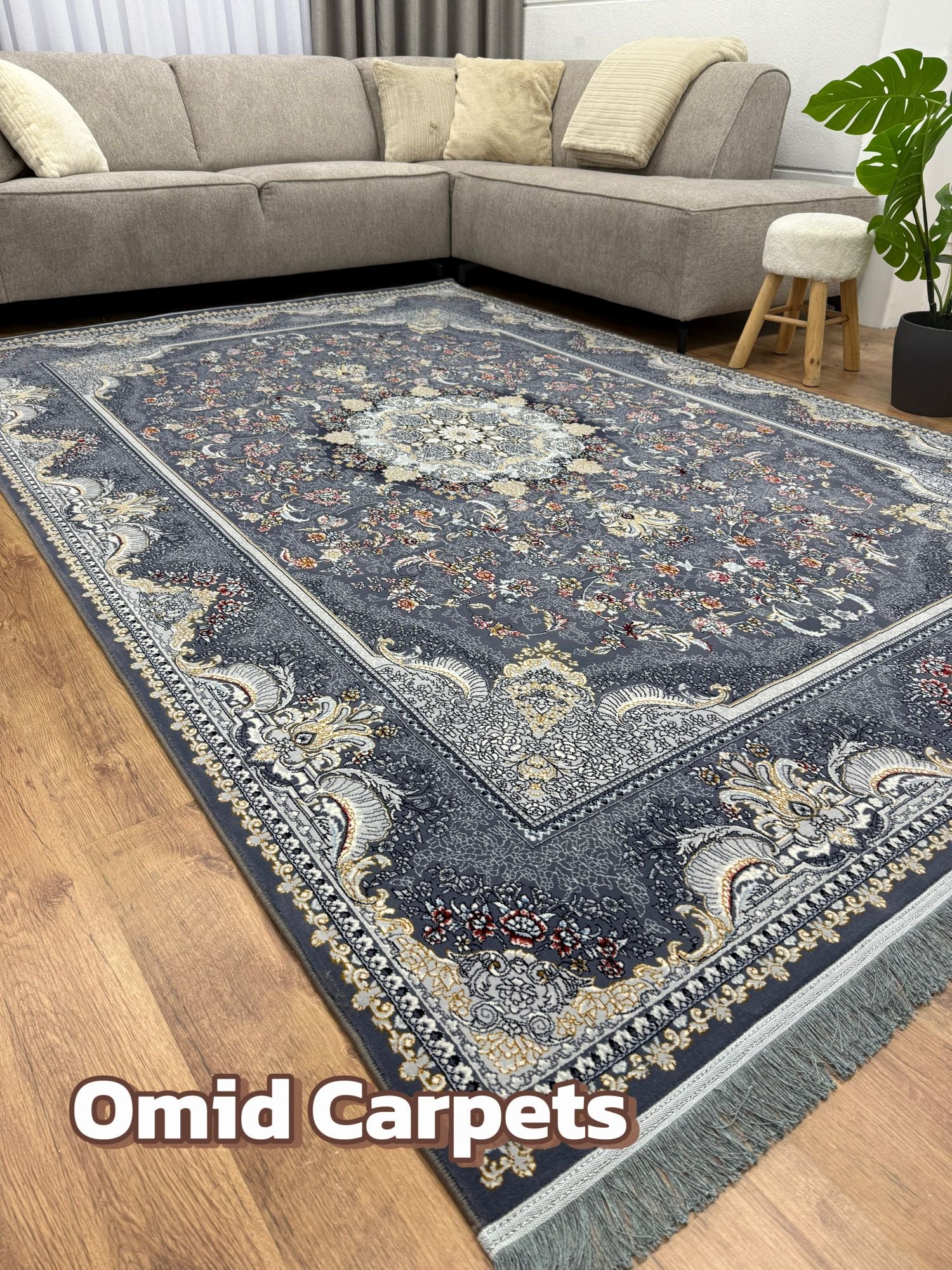 قالین ترکی * Grijs Tapijt Laagpolig Klassiek Vloerkleed - Omid Premium Classic