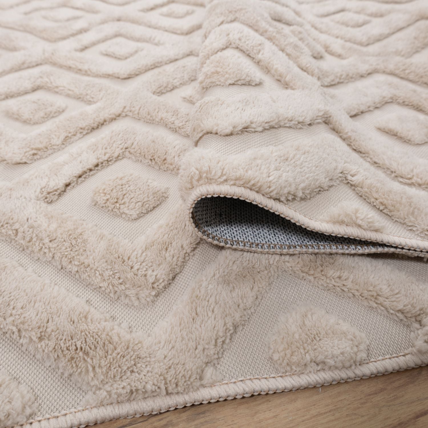 Beige Tapijt Laagpolig Vloerkleed Omid Wasbaar Japondi - Omid Carpets