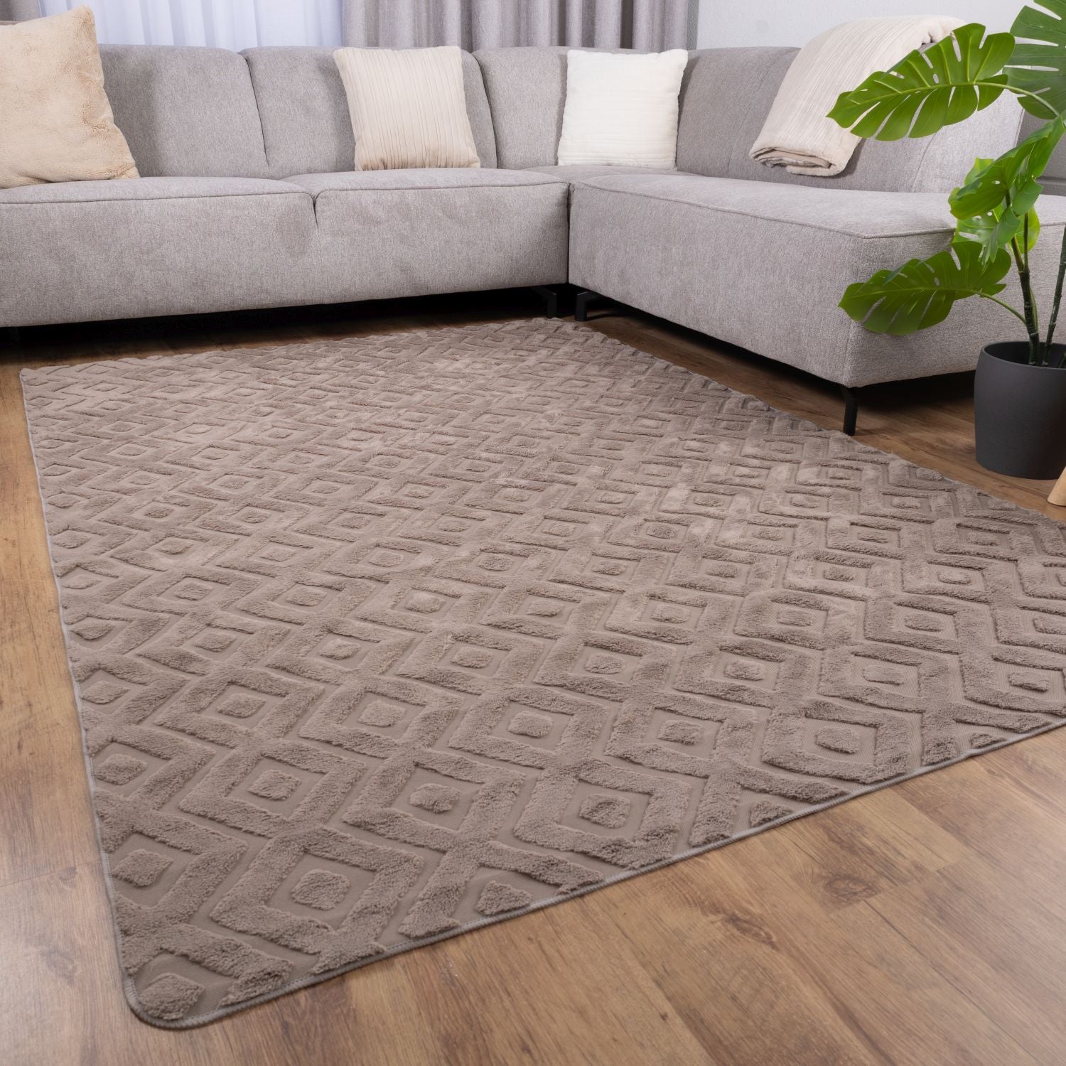 Grijs Tapijt Laagpolig Vloerkleed Omid Wasbaar Japondi - Omid Carpets