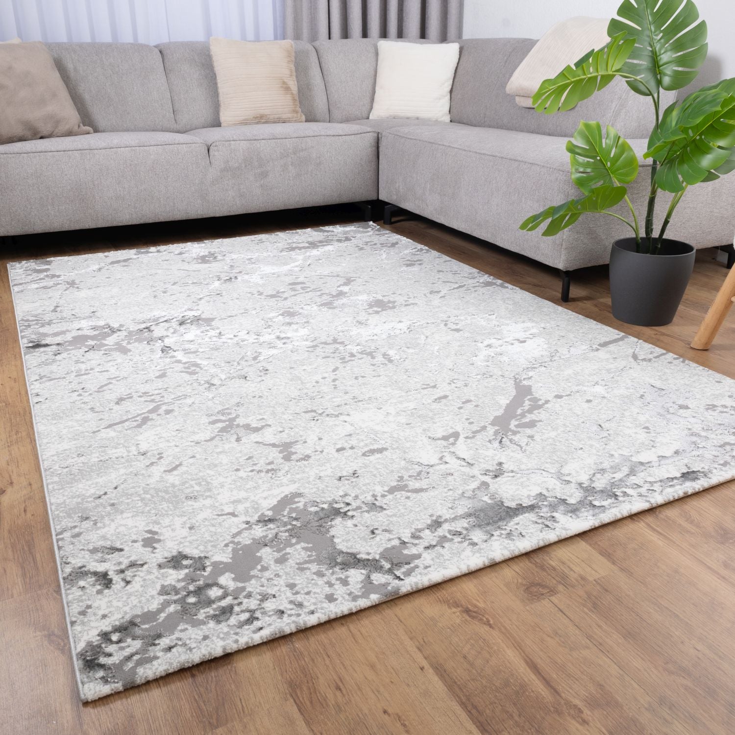 Grijs Tapijt Laagpolig Vloerkleed Omid Premium Marble