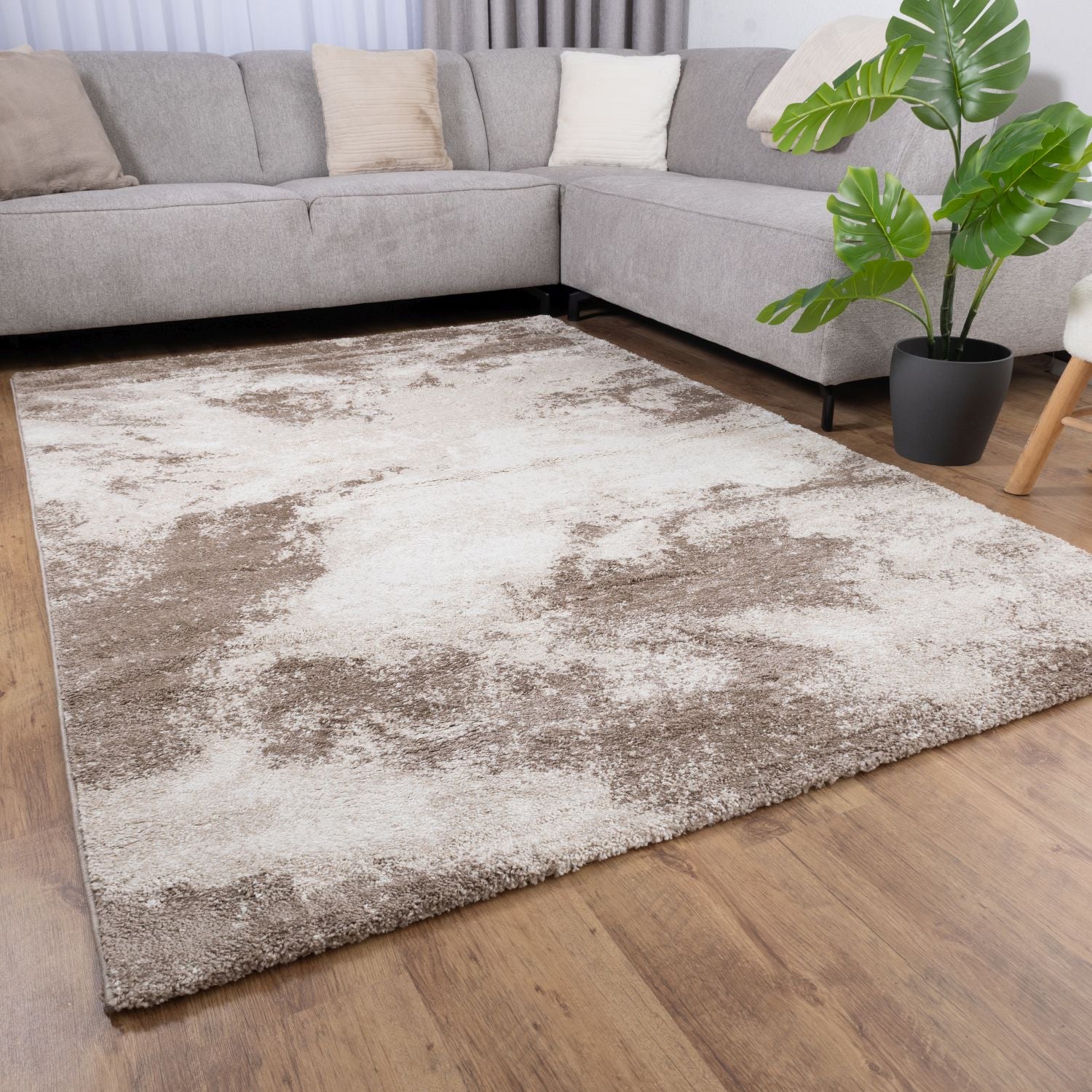 Beige Tapijt Laagpolig Vloerkleed Omid Premium Marble