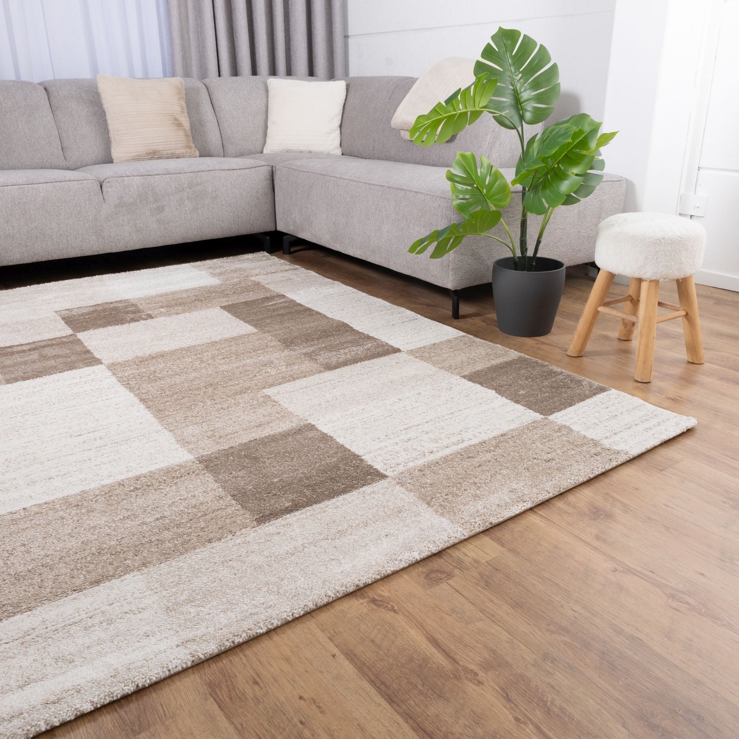 Crème Tapijt Laagpolig Vloerkleed Omid Premium Marble