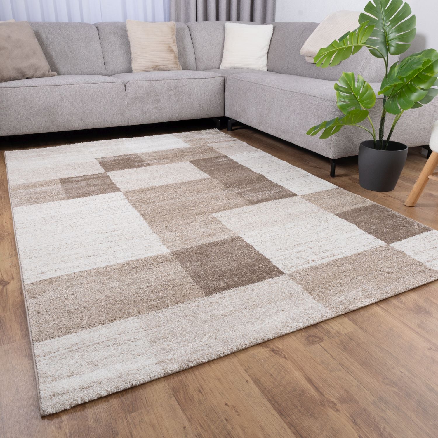Crème Tapijt Laagpolig Vloerkleed Omid Premium Marble