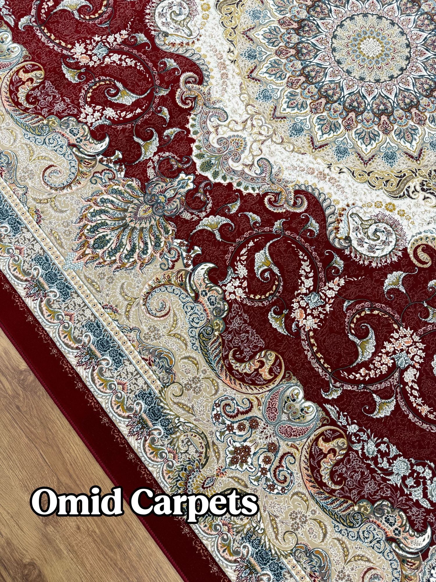 قالین 1500 شانه * Rood Tapijt Laagpolig Klassiek Vloerkleed - Omid Premium Classic Hand Look - 4,5 Miljoen punten/m²