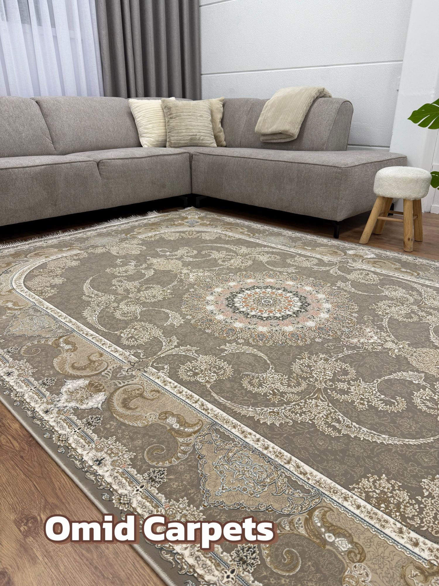 قالین 1500 شانه * Beige Tapijt Laagpolig Klassiek Vloerkleed - Omid Premium Classic Hand Look - 4,5 Miljoen punten/m²