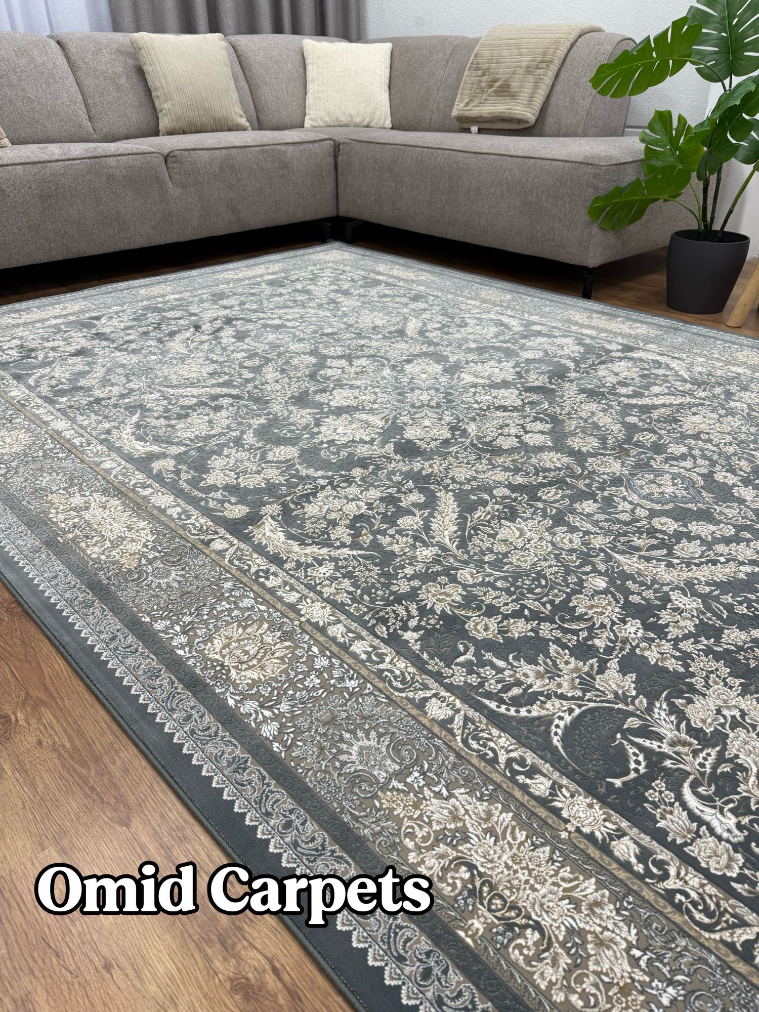 قالین 1500 شانه * DonkerGrijs Tapijt Laagpolig Klassiek Vloerkleed - Omid Premium Classic Hand Look - 4,5 Miljoen punten/m²