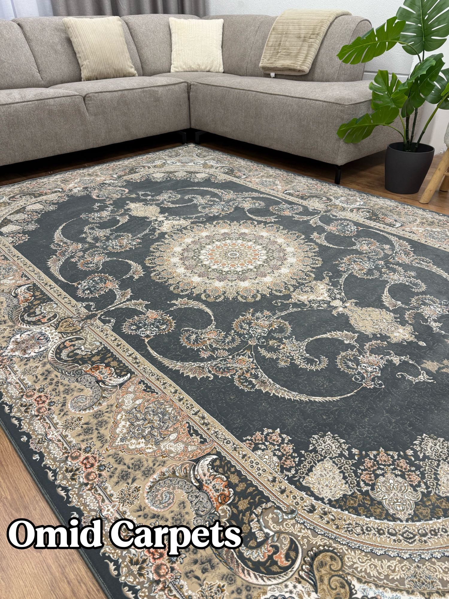 قالین 1500 شانه * DonkerGrijs Tapijt Laagpolig Klassiek Vloerkleed - Omid Premium Classic Hand Look - 4,5 Miljoen punten/m²