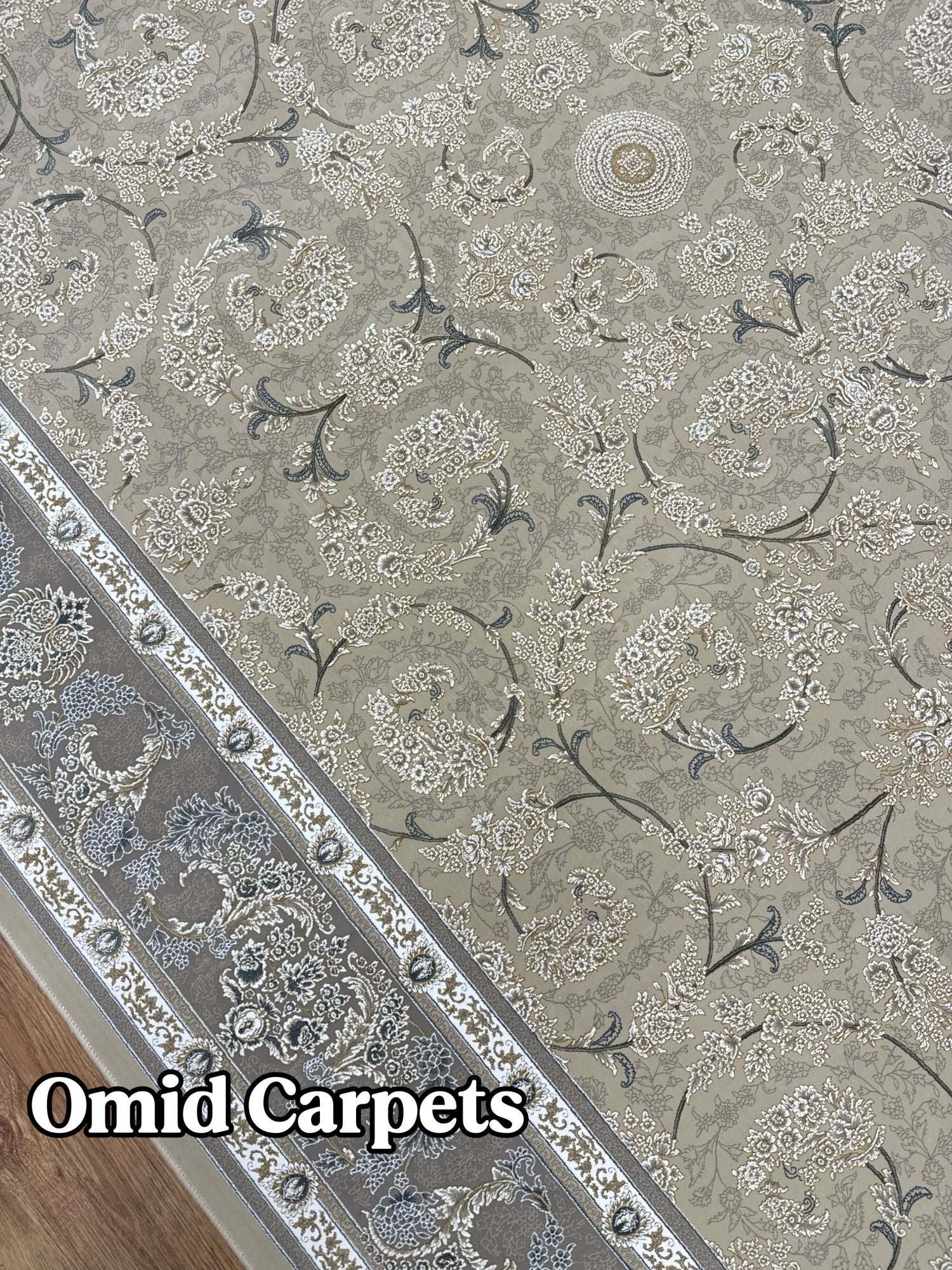 قالین 1500 شانه * Beige Tapijt Laagpolig Klassiek Vloerkleed - Omid Premium Classic Hand Look - 4,5 Miljoen punten/m²