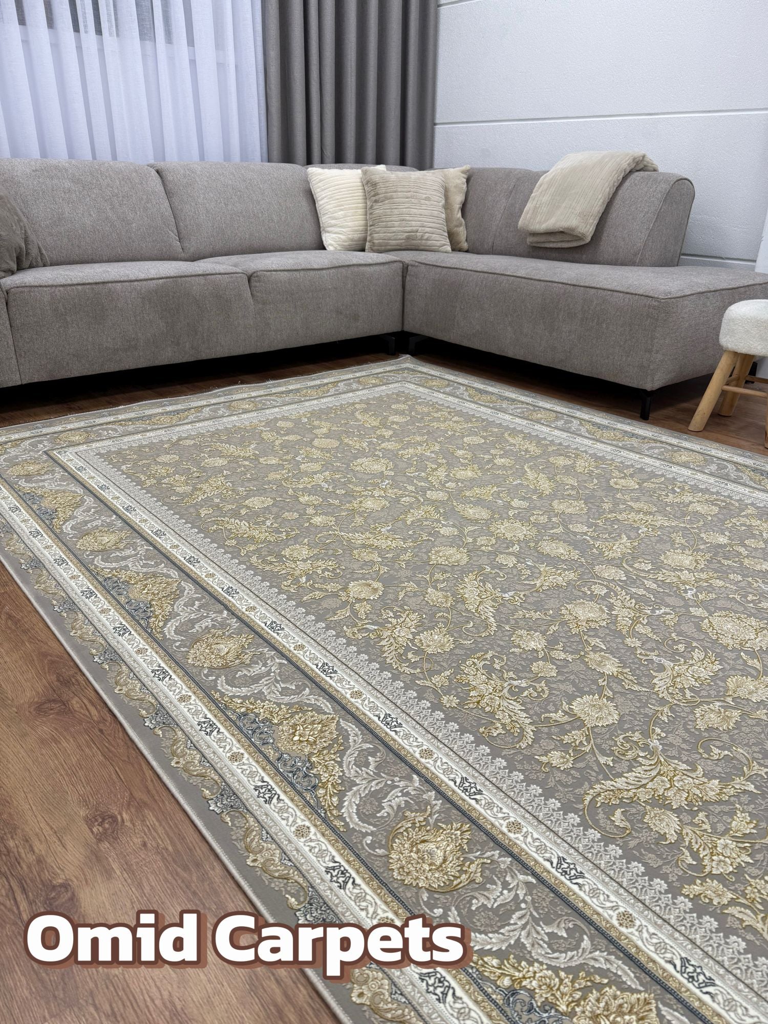 قالین 1500 شانه * Beige Tapijt Laagpolig Klassiek Vloerkleed - Omid Premium Classic Hand Look - 4,5 Miljoen punten/m²