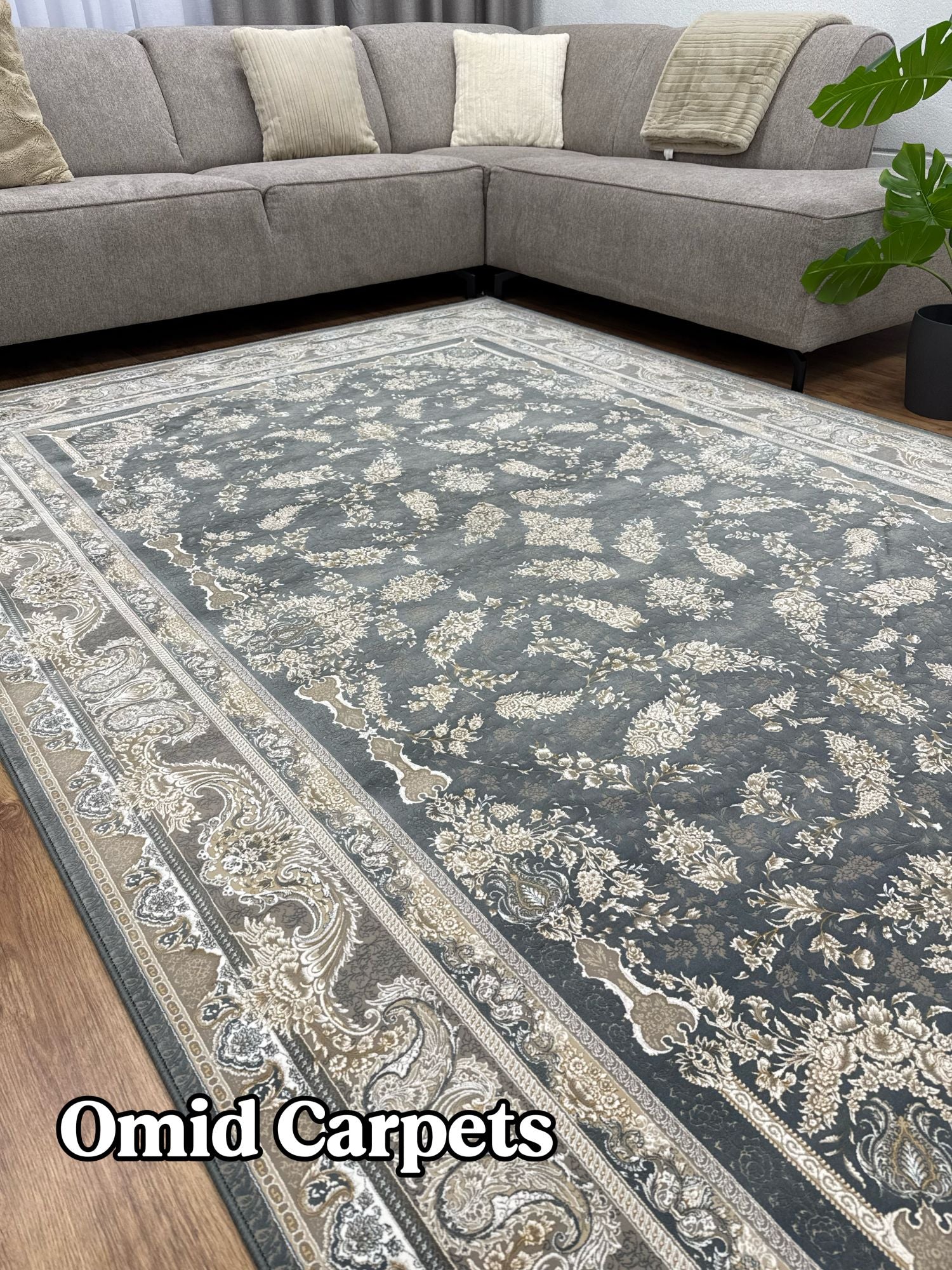 قالین 1500 شانه * DonkerGrijs Tapijt Laagpolig Klassiek Vloerkleed - Omid Premium Classic Hand Look - 4,5 Miljoen punten/m²