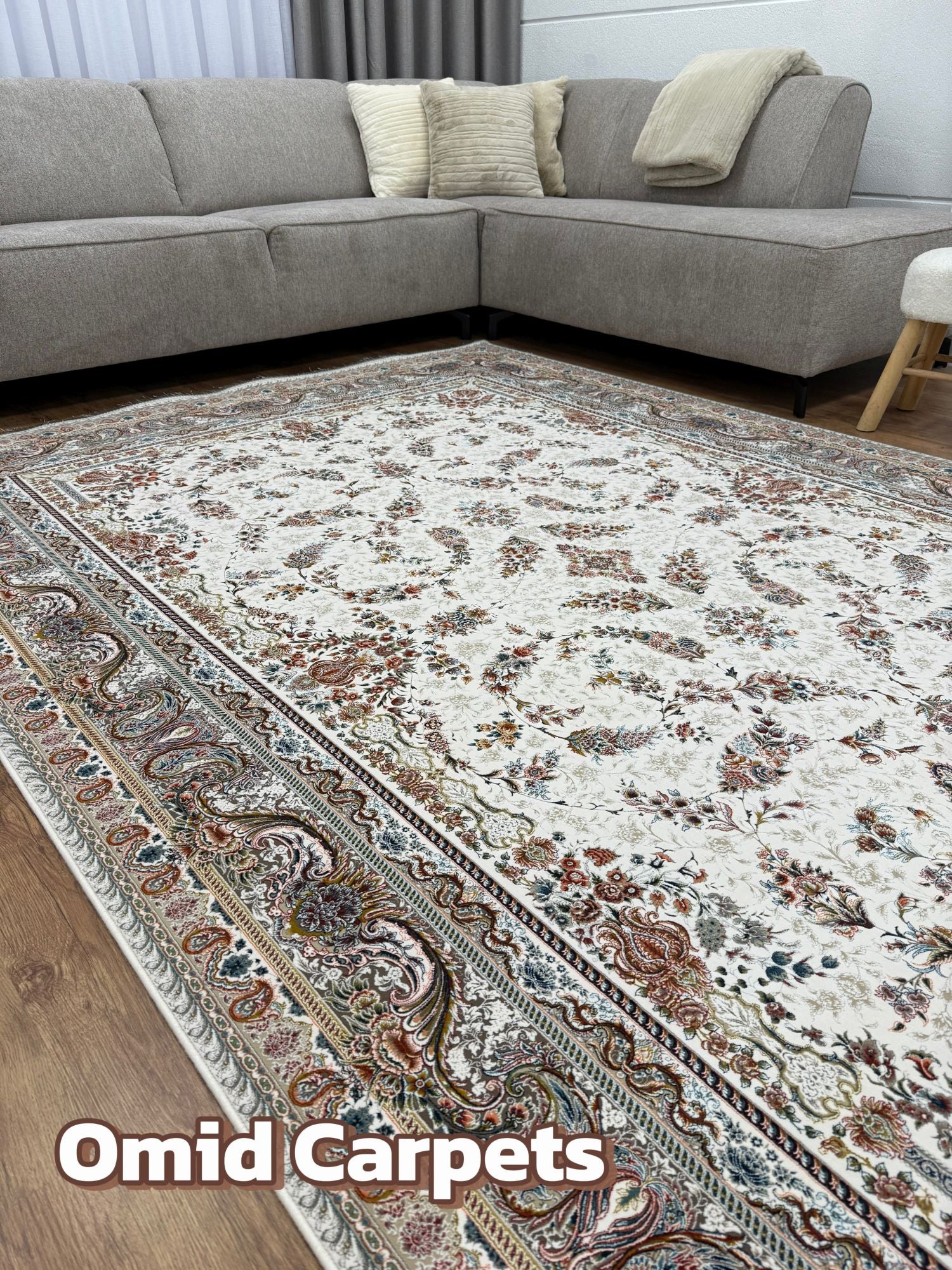 قالین 1500 شانه * Crème Tapijt Laagpolig Klassiek Vloerkleed - Omid Premium Classic Hand Look - 4,5 Miljoen punten/m²