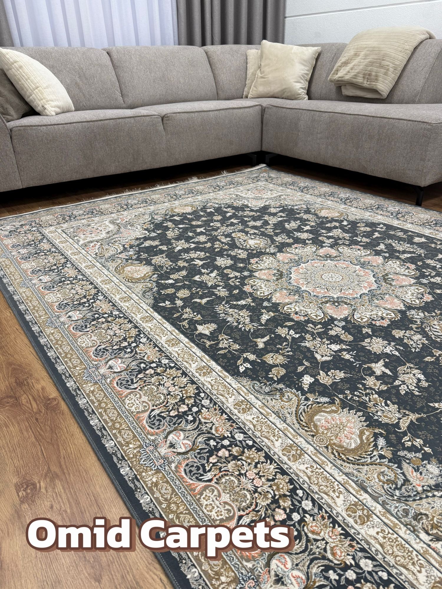 قالین 1500 شانه * DonkerGrijs Tapijt Laagpolig Klassiek Vloerkleed - Omid Premium Classic Hand Look - 4,5 Miljoen punten/m²