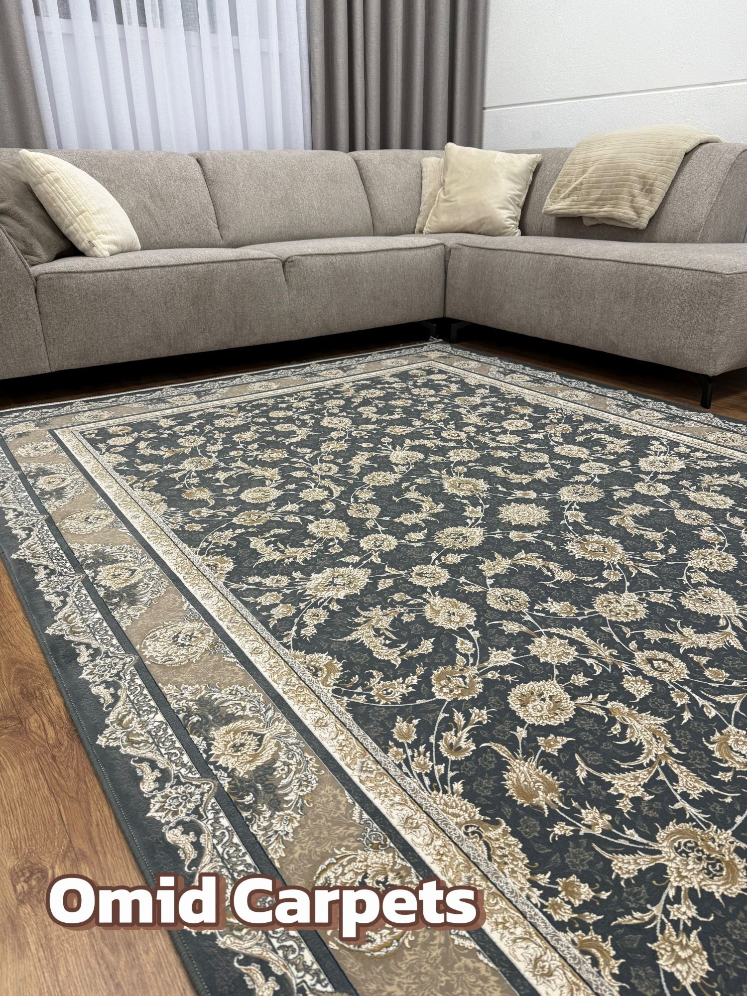 قالین 1500 شانه * DonkerGrijs Tapijt Laagpolig Klassiek Vloerkleed - Omid Premium Classic Hand Look - 4,5 Miljoen punten/m²