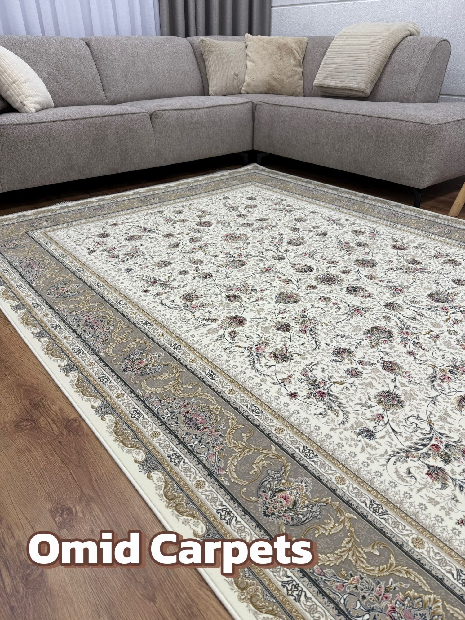 قالین 1500 شانه * Crème Tapijt Laagpolig Klassiek Vloerkleed - Omid Premium Classic Hand Look - 4,5 Miljoen punten/m²