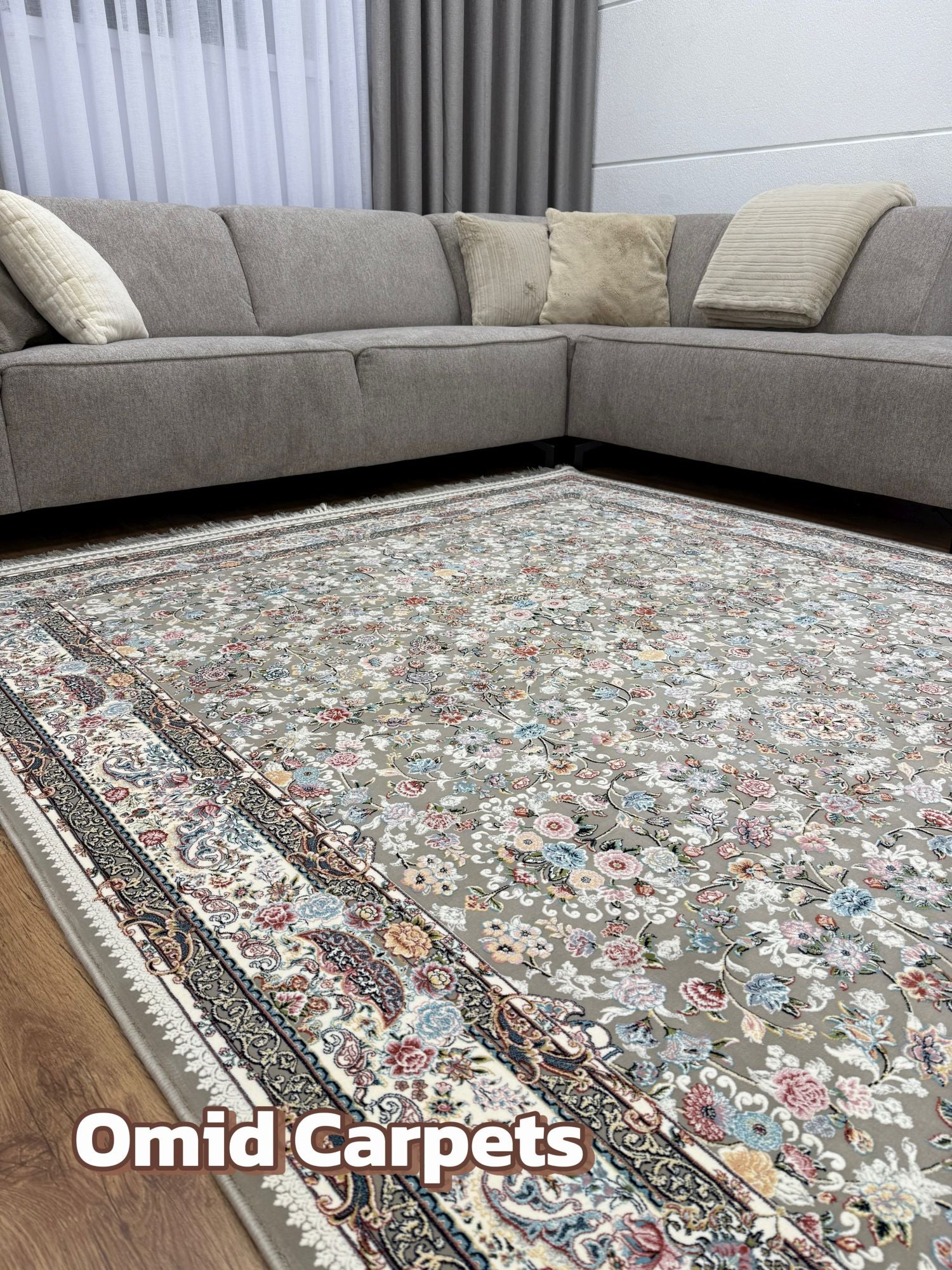 قالین 1200 شانه * Grijs Tapijt Laagpolig Klassiek Vloerkleed - Omid Premium Classic Hand Look - 3 Miljoen punten/m²
