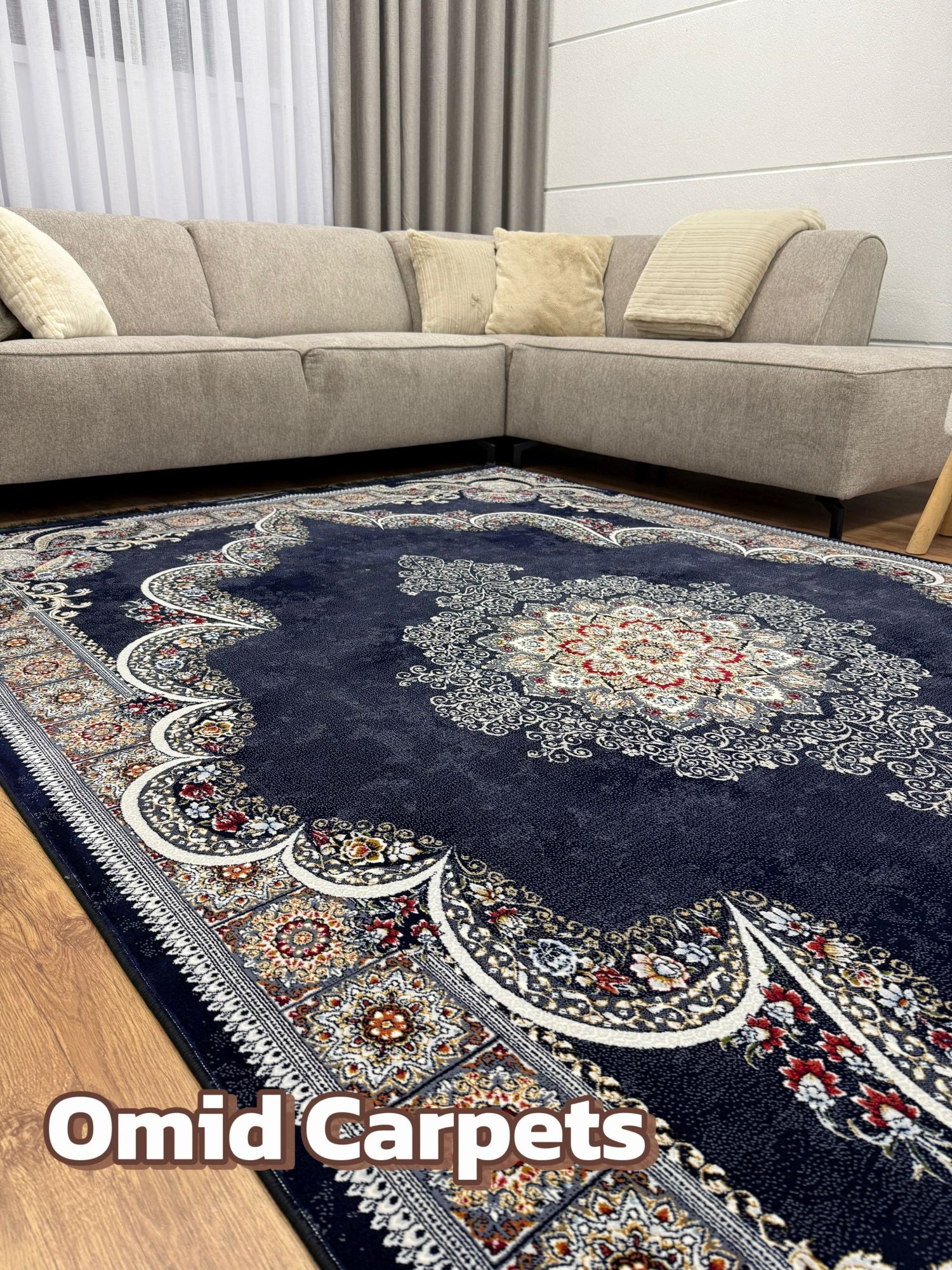 قالین ترکی * DonkerBlauw Tapijt Laagpolig Klassiek Vloerkleed - Omid Premium Classic