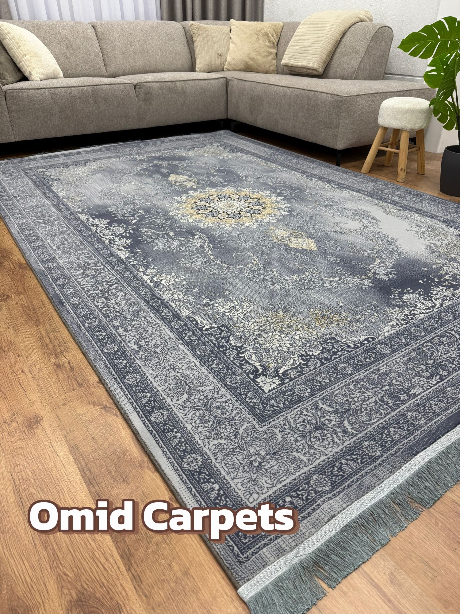 قالین ترکی * Grijs Tapijt Laagpolig Klassiek Vloerkleed - Omid Premium Classic